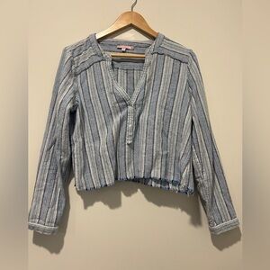 Calypso St. Barth Striped Linen Fringe Tunic SIZE MEDIUM